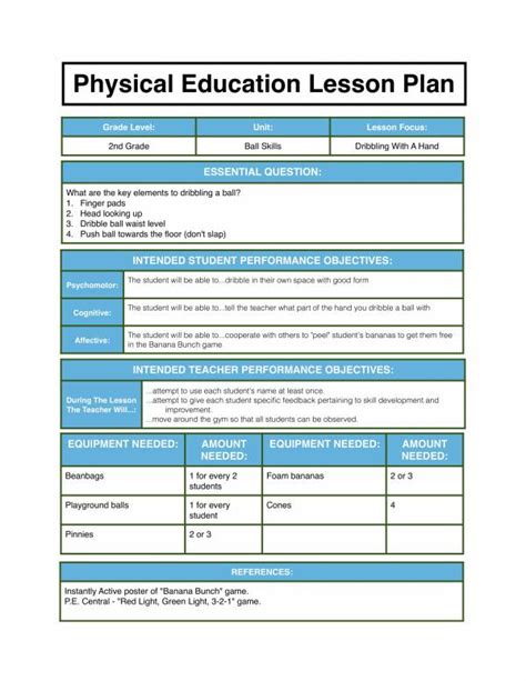 Lesson Plan in PE Grade 9 .